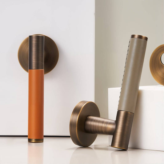 Modern Antique Brass Door Handle Set - Modefinity