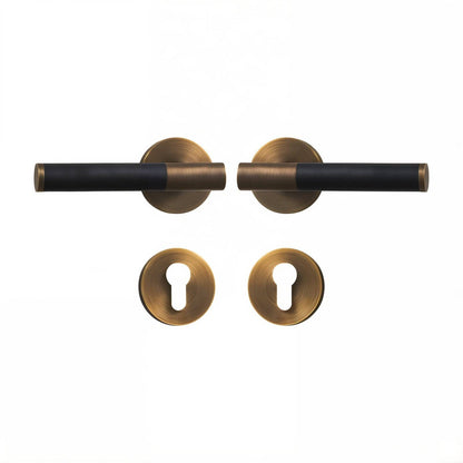 Modern Antique Brass Door Handle Set - Modefinity