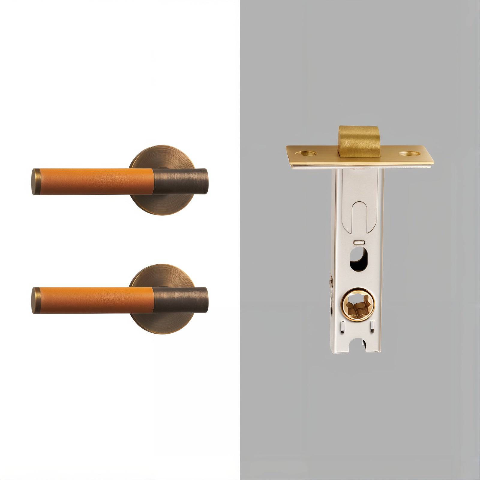 Modern Antique Brass Door Handle Set - Modefinity