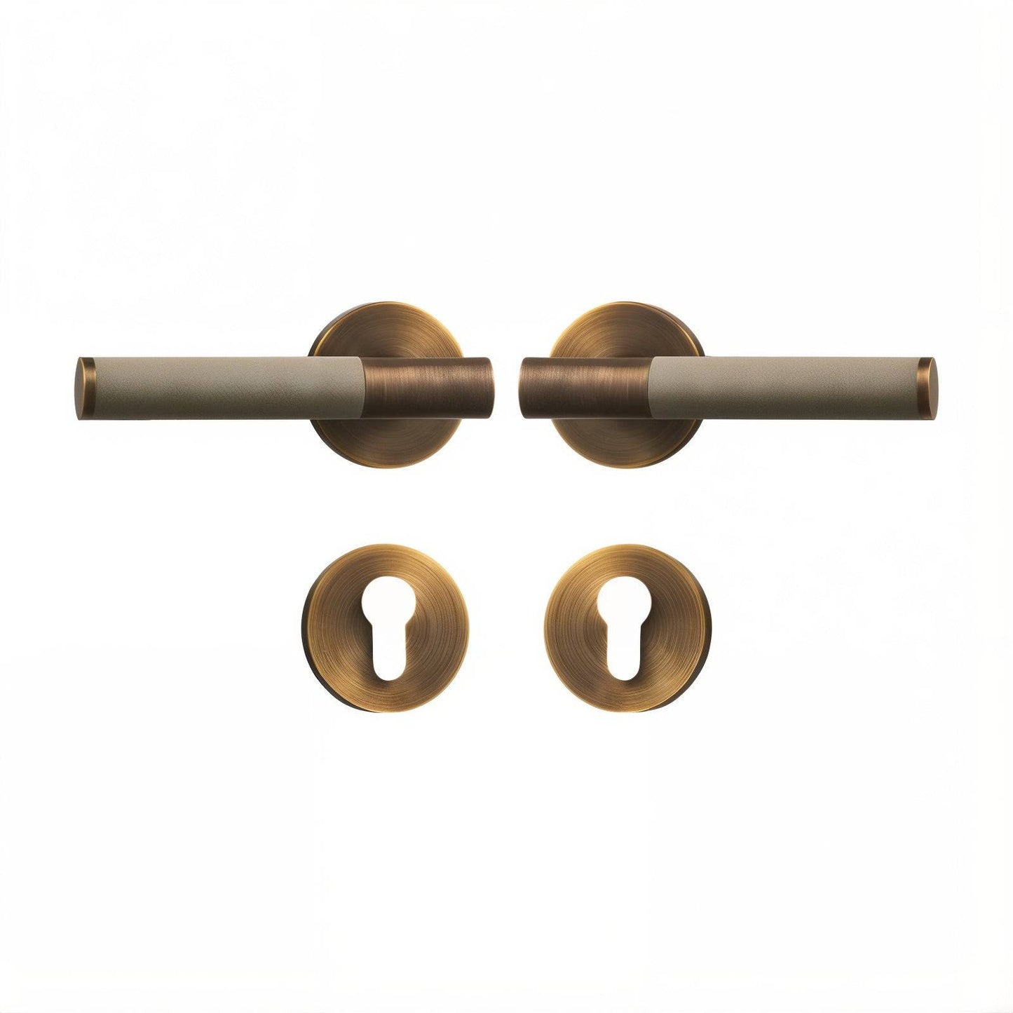 Modern Antique Brass Door Handle Set