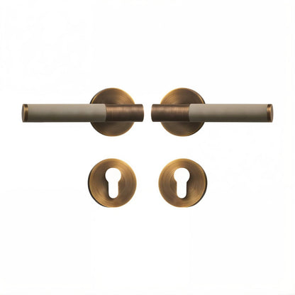 Modern Antique Brass Door Handle Set