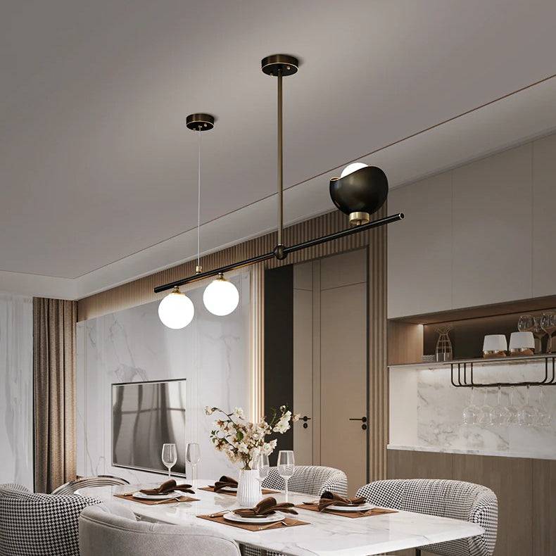 Modern Chandelier With Frosted Globes - 1CH7 - Modefinity