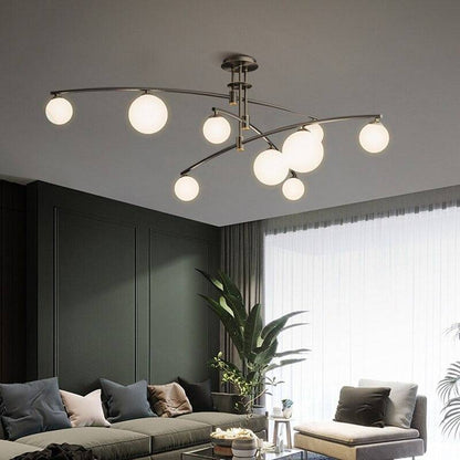 Modern Curved Chandelier With Frosted Globes - 1LCH4 - Modefinity