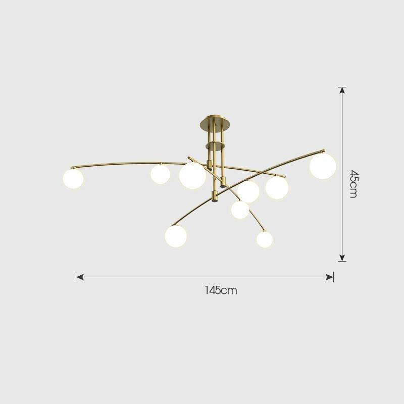 Modern Curved Chandelier With Frosted Globes - 1LCH4 - Modefinity