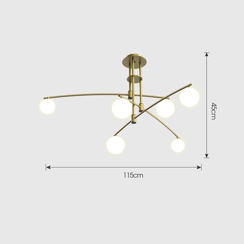 Modern Curved Chandelier With Frosted Globes - 1LCH4 - Modefinity