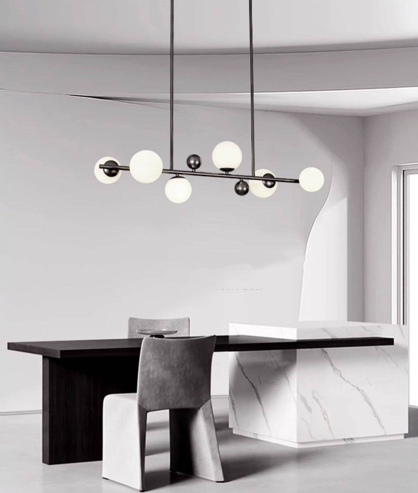 Modern Orbital LED Chandelier - Black Finish - Modefinity