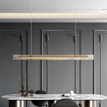 Modern Ribbed Design Sleek Linear Pendant Light - Modefinity