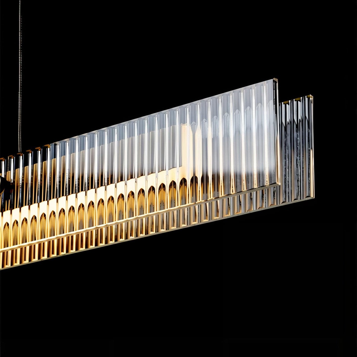 Modern Ribbed Design Sleek Linear Pendant Light - Modefinity