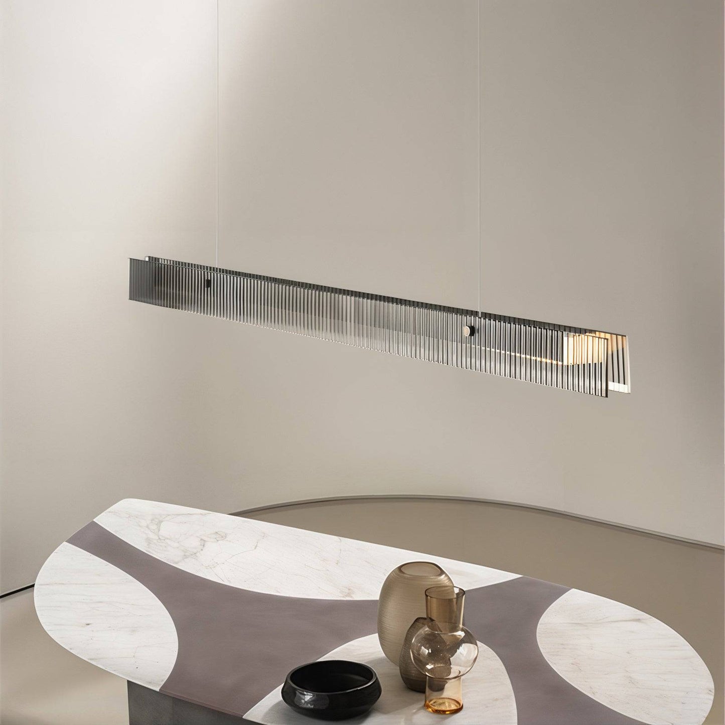 Modern Ribbed Design Sleek Linear Pendant Light - Modefinity