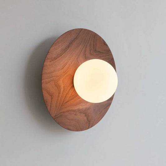 Modern Wood Wall Sconce With Frosted Glass Globe