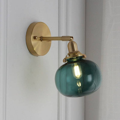 Ribbed Globe Glass Brass Wall Light - 220GBWL - Modefinity