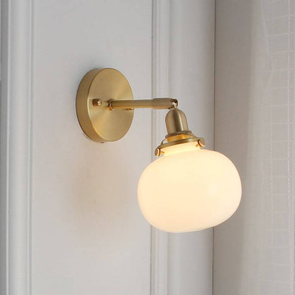 Ribbed Globe Glass Brass Wall Light - 220GBWL - Modefinity