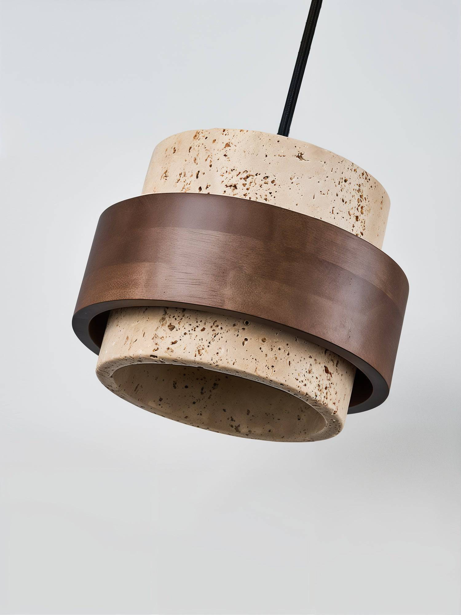 Rustic Modern Stone And Wood Pendant Light - Modefinity