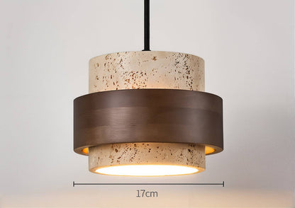 Rustic Modern Stone And Wood Pendant Light - Modefinity