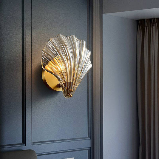 Shell Glass Brass Wall Light - 202GBWL - Modefinity