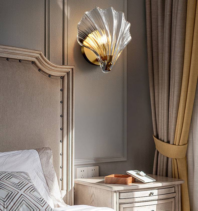 Shell Glass Brass Wall Light - 202GBWL - Modefinity