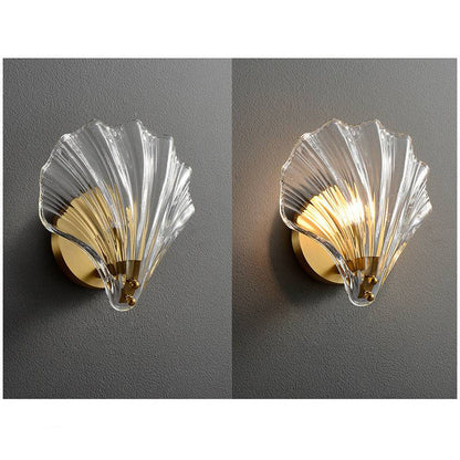 Shell Glass Brass Wall Light - 202GBWL - Modefinity