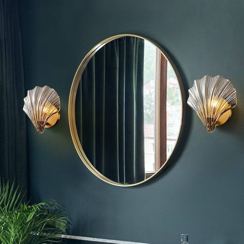 Shell Glass Brass Wall Light - 202GBWL - Modefinity