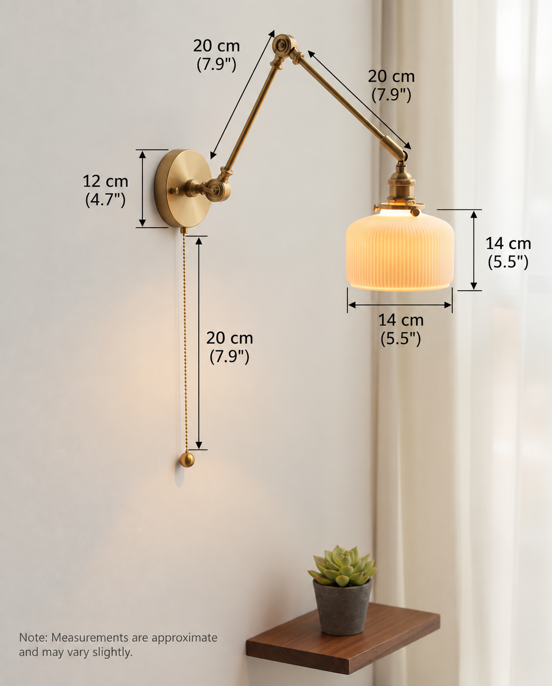 Schwingarm weißer Keramikwandlicht - 220st