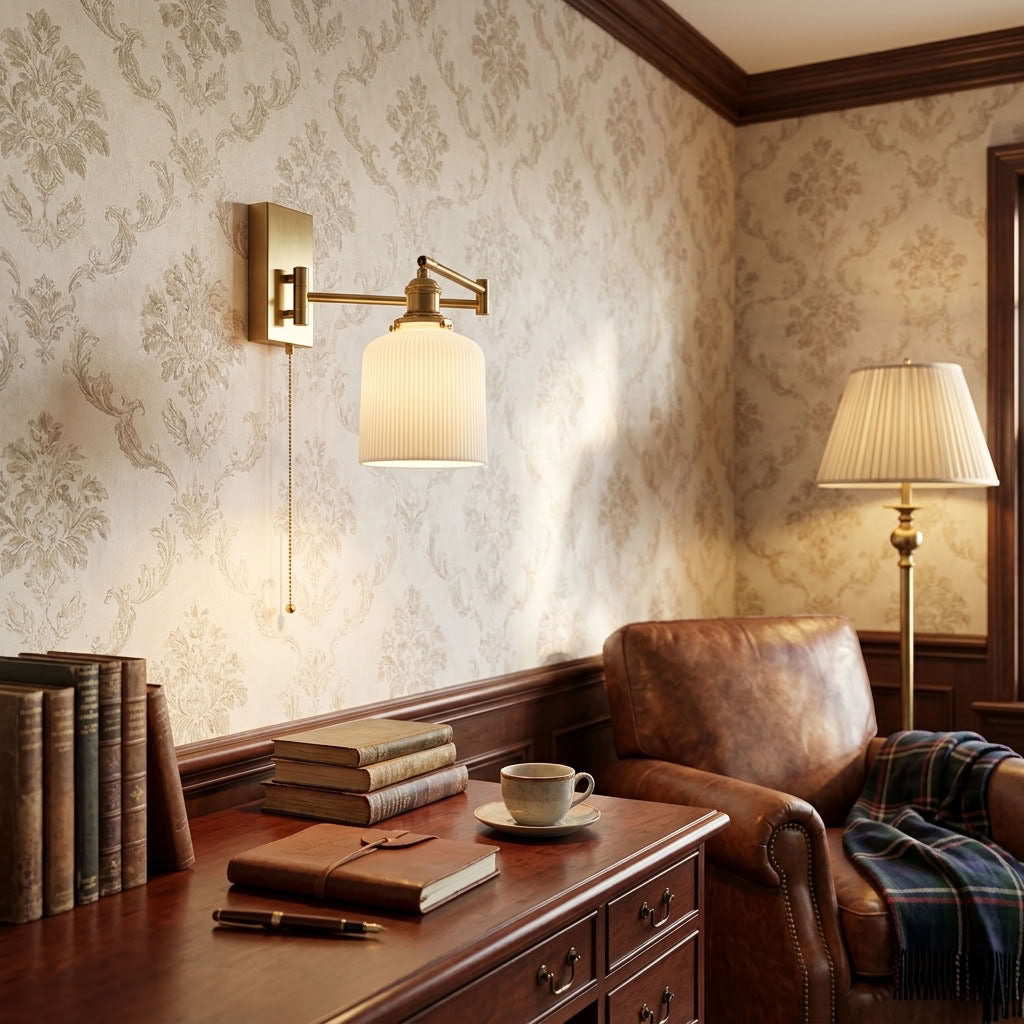 Amade Swing Arm Wall Sconce with Ceramic Shade