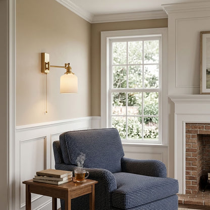 Amade Swing Arm Wall Sconce with Ceramic Shade