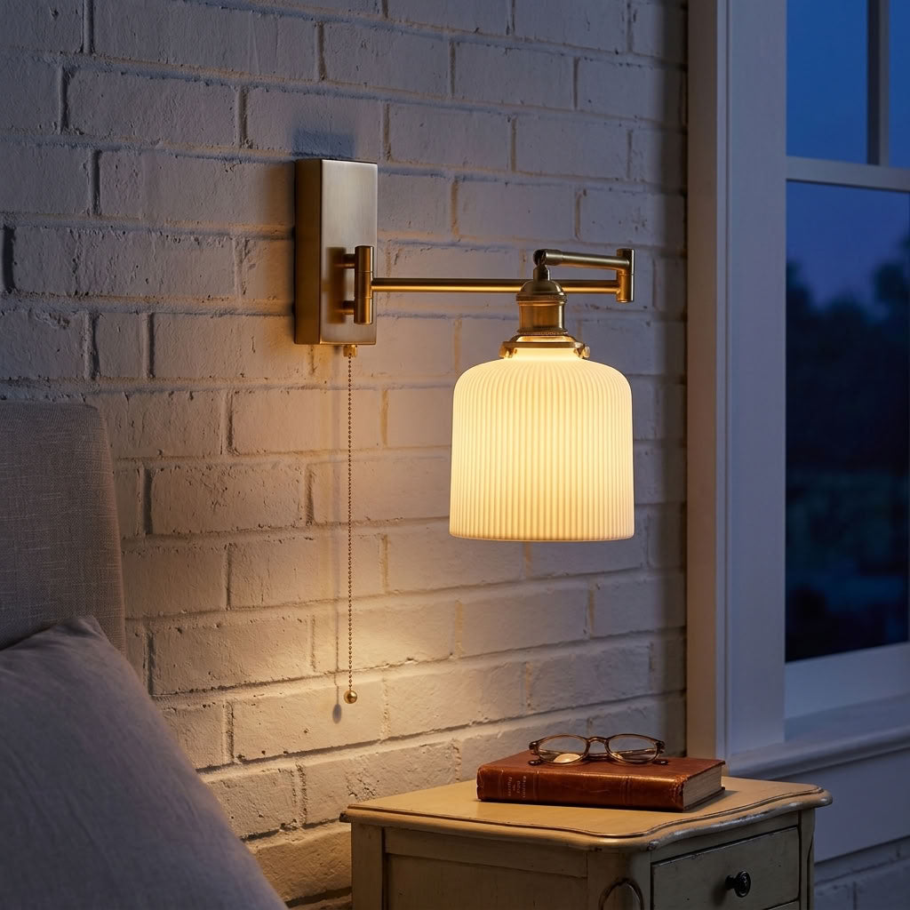 Amade Swing Arm Wall Sconce with Ceramic Shade