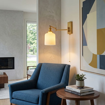 Amade Swing Arm Wall Sconce with Ceramic Shade