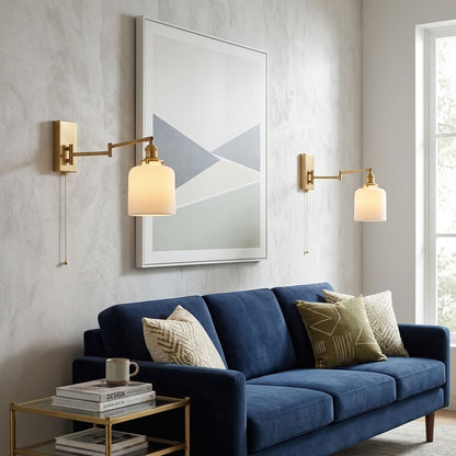 Amade Swing Arm Wall Sconce with Ceramic Shade