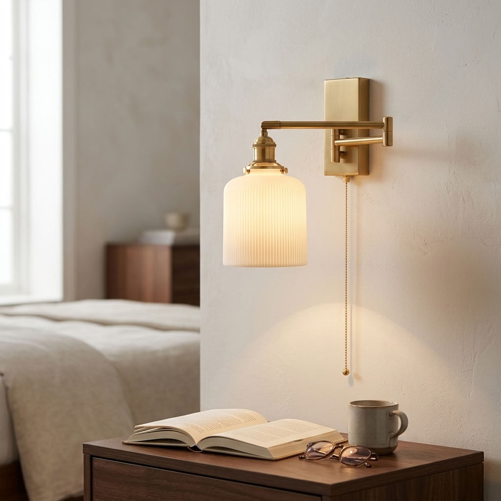 Amade Swing Arm Wall Sconce with Ceramic Shade