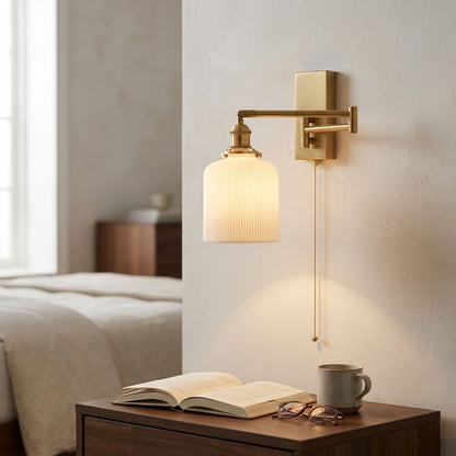 Amade Swing Arm Wall Sconce with Ceramic Shade