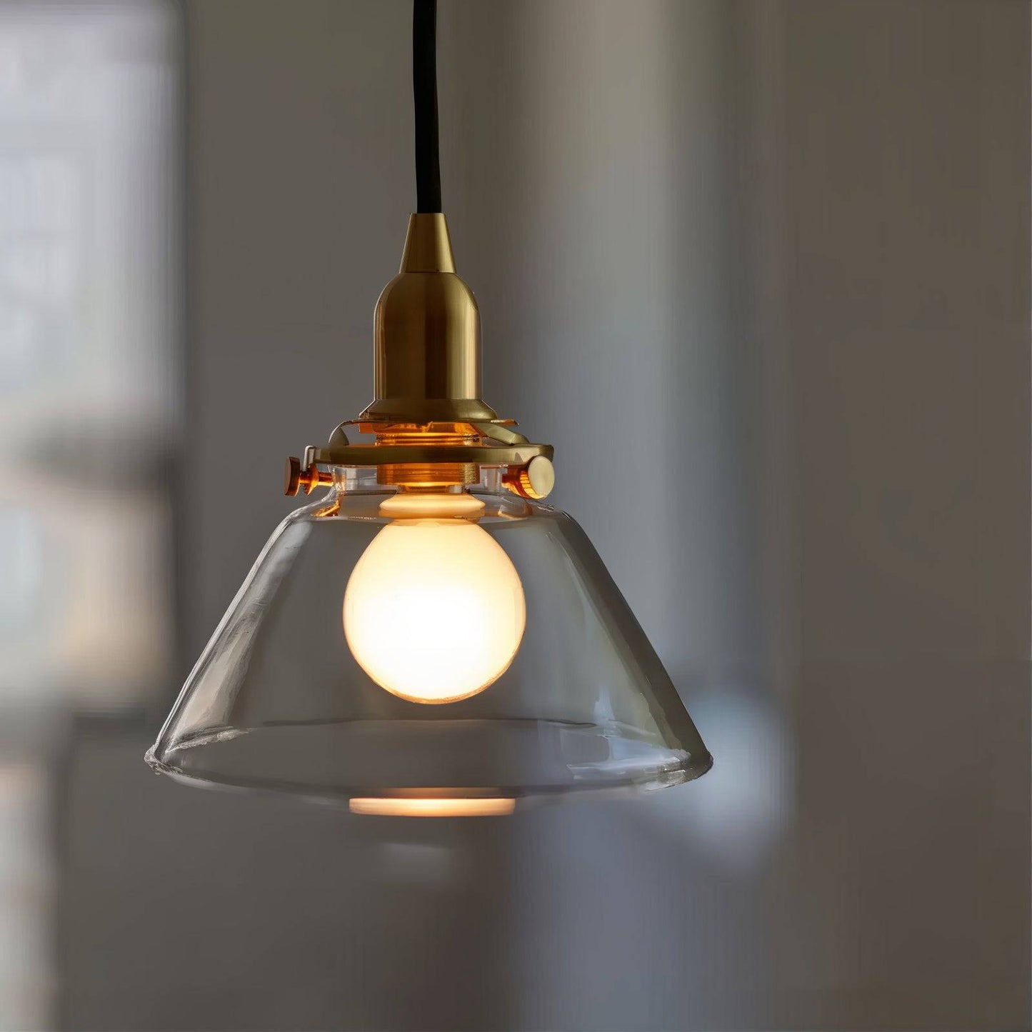 Vintage Brass And Glass Pendant Light