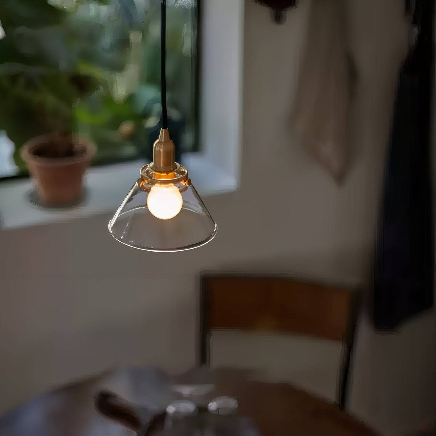 Vintage Brass And Glass Pendant Light