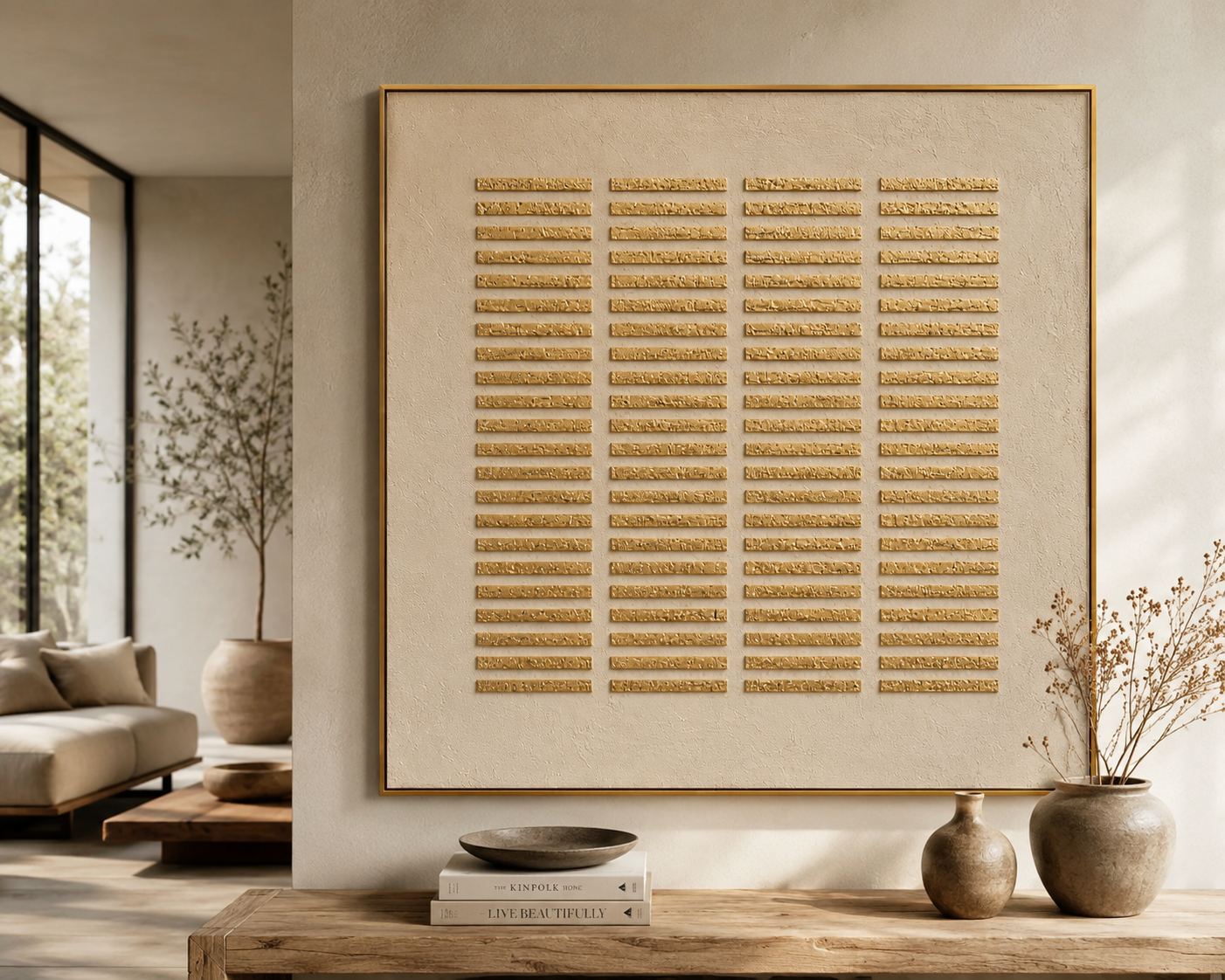 Alignment | Textured Geometric Gold Wall Art