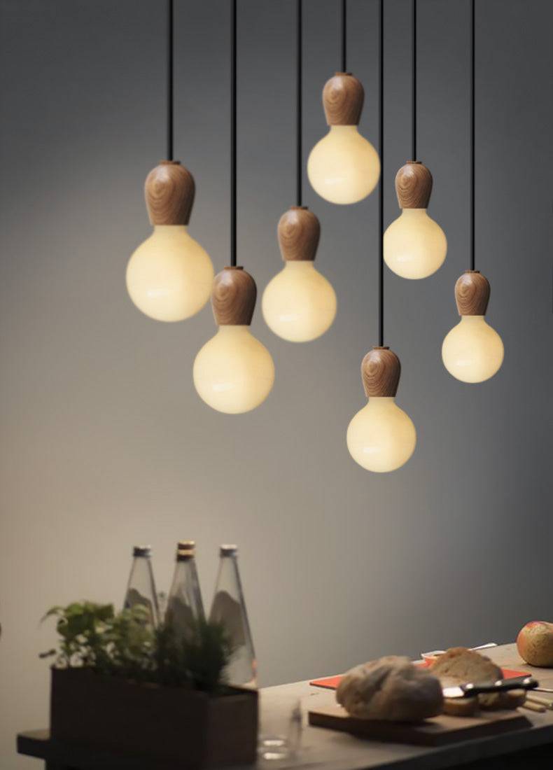 Walnut Bulb Wood Pendant Light - 104WPL - Modefinity