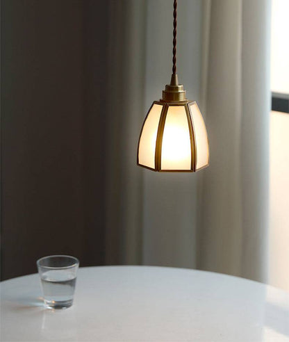 White Brass Glass Pendant Light - 216GPL - Modefinity