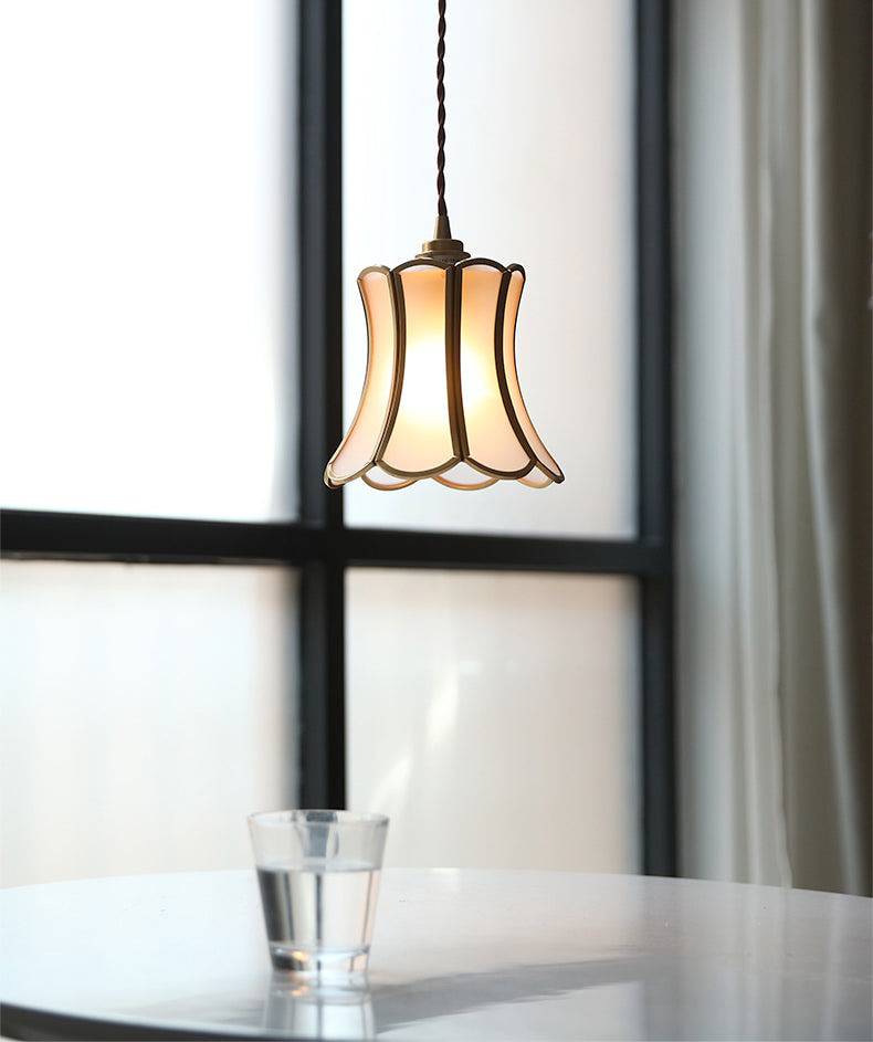 White Brass Glass Pendant Light - 216GPL - Modefinity