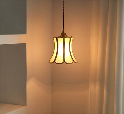 White Brass Glass Pendant Light - 216GPL - Modefinity