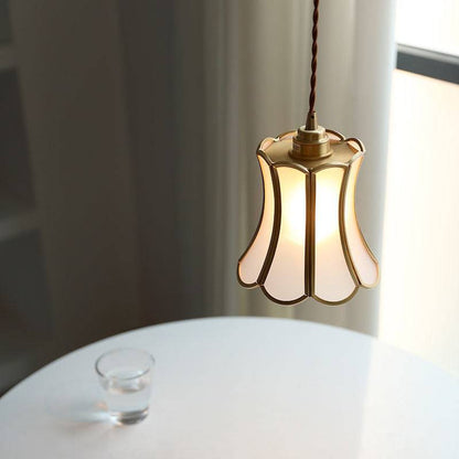 White Brass Glass Pendant Light - 216GPL - Modefinity