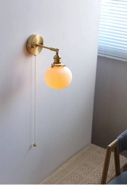 White Ceramic Brass Wall Light Sconce - 208ST