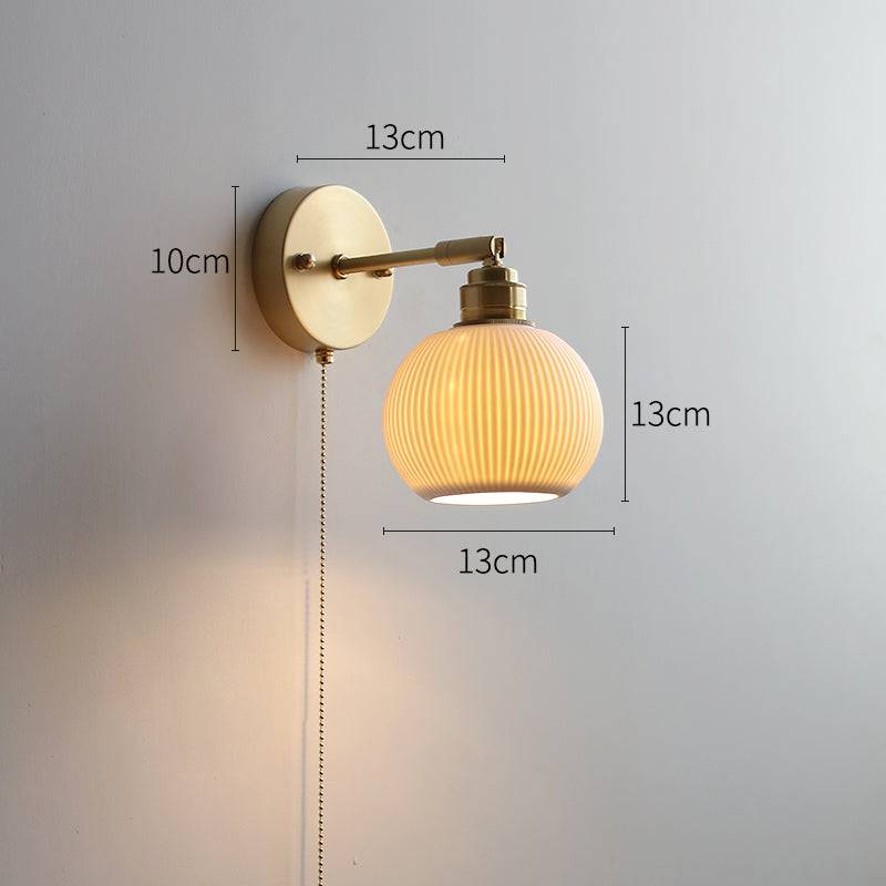 White Ceramic Brass Wall Light Sconce - 209ST - Modefinity