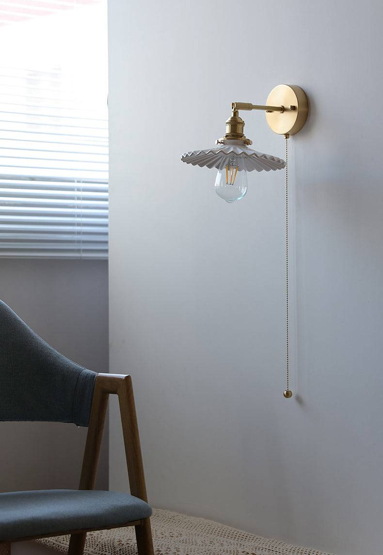 White Ceramic Brass Wall Light Sconce - 209ST - Modefinity