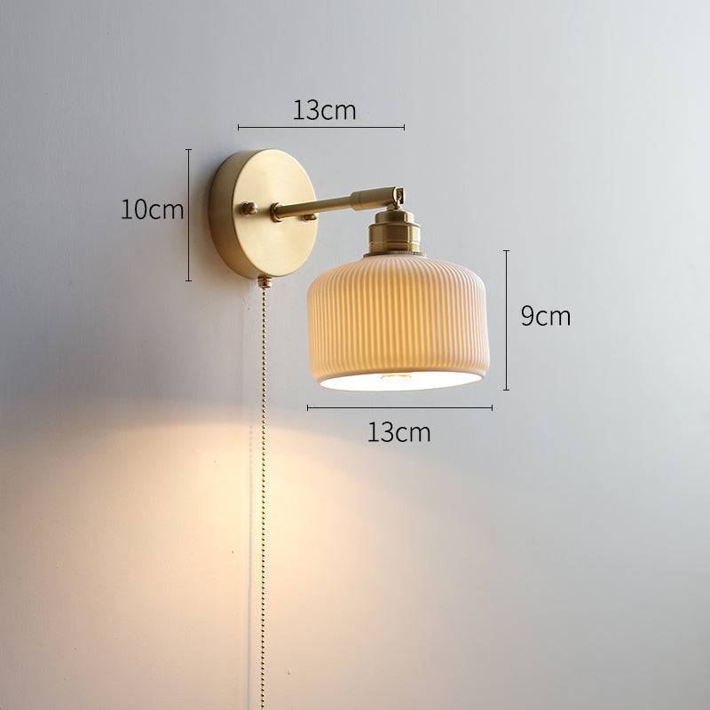 White Ceramic Brass Wall Light Sconce - 209ST - Modefinity