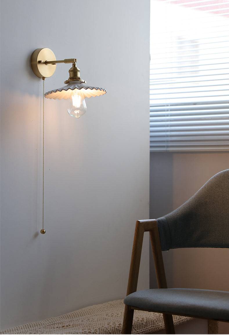 White Ceramic Brass Wall Light Sconce - 209ST - Modefinity