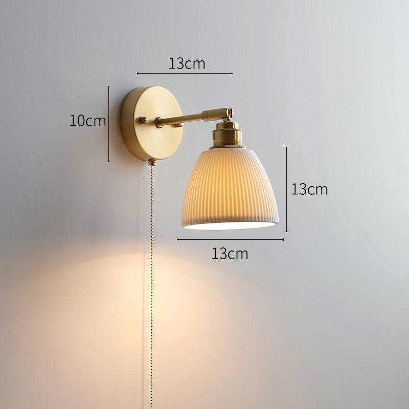 White Ceramic Brass Wall Light Sconce - 209ST - Modefinity