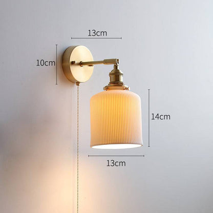 White Ceramic Brass Wall Light Sconce - 209ST - Modefinity