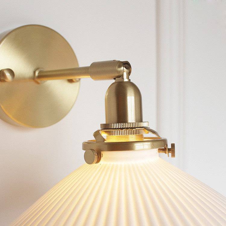 White Ceramic Brass Wall Light Sconce - 210ST - Modefinity