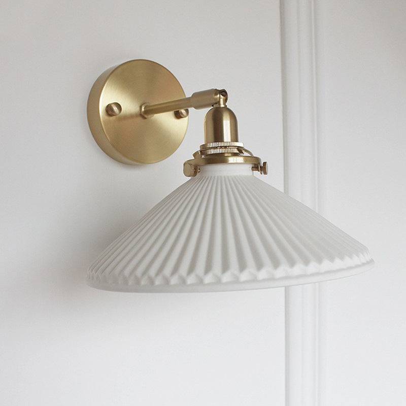 White Ceramic Brass Wall Light Sconce - 210ST - Modefinity