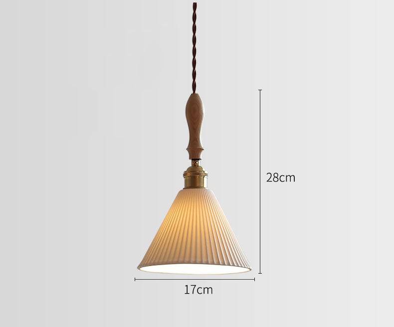 White Ceramic Pendant Light with Wood Stick - 206CPL - Modefinity