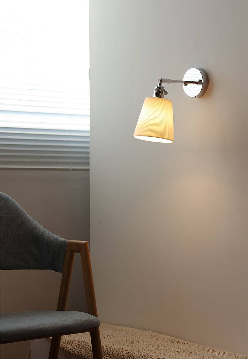 White Ceramic Silver Wall Light - 205SST - Modefinity