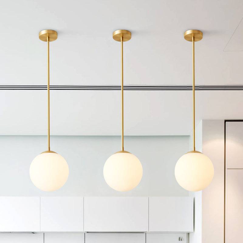 White Frosted Glass Brass Pendant Light - 202GPL - Modefinity